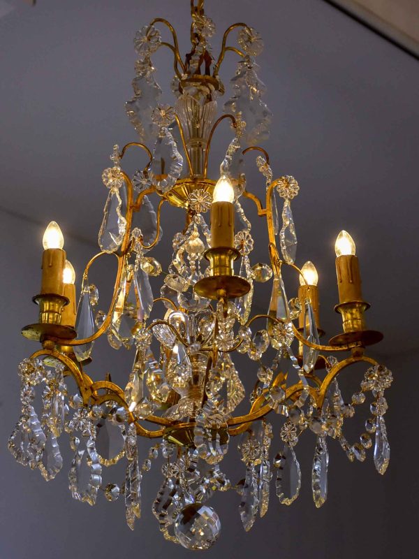 A small antique French crystal chandelier - 6 lights Cheap