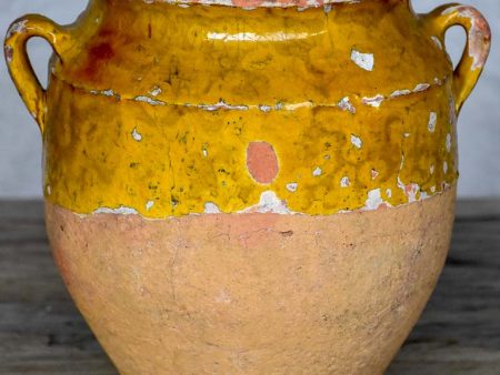 Antique French confit pot with orange glaze 8¼  Online