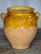 Antique French confit pot with orange glaze 8¼  Online