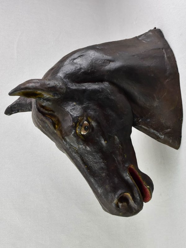 Antique French papier mâché sculpture of a horse head 28  Cheap