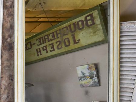 RESERVED - Very large antique French bistro mirror with pained brass frame Online Sale