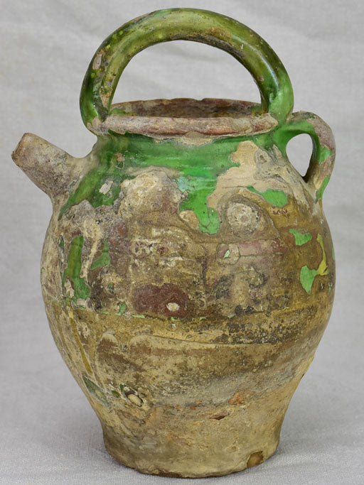 Antique French water pitcher with green glaze 11¾  Online