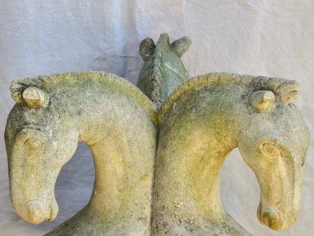 Unusual cement horse sculpture - three heads on Sale