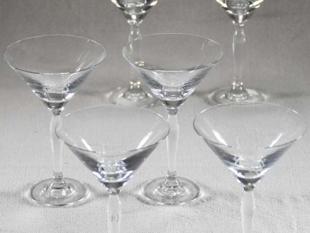 Six mid-century champagne cups   martini glasses For Sale