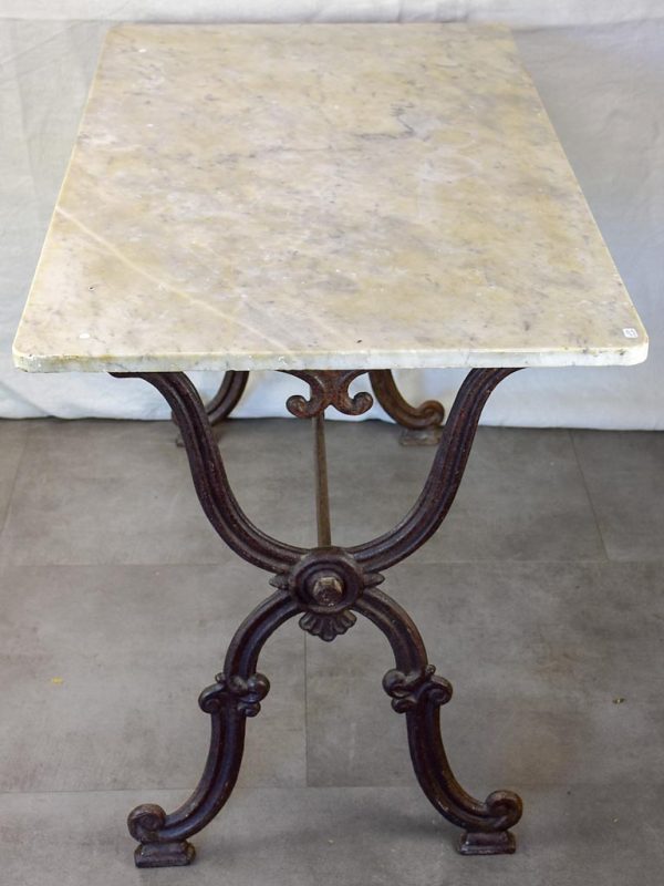 Late nineteenth century French marble presentation table with cast iron base 23¾  x  40½  Discount