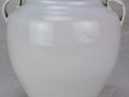 Antique French preserving pot with white glaze 9½  Sale