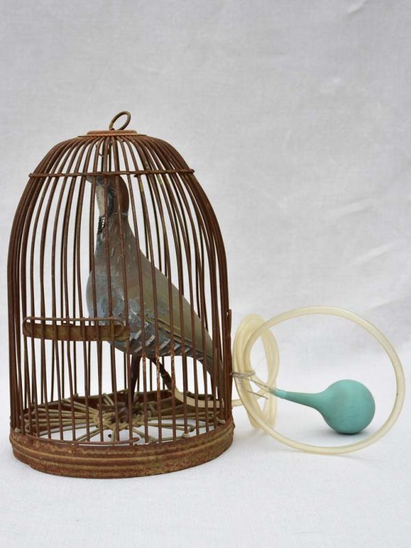 RESERVED DB Rare antique French hunting call bird in cage Online now