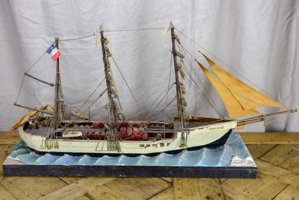 Antique French model boat,  Vigilante  - ex voto For Cheap