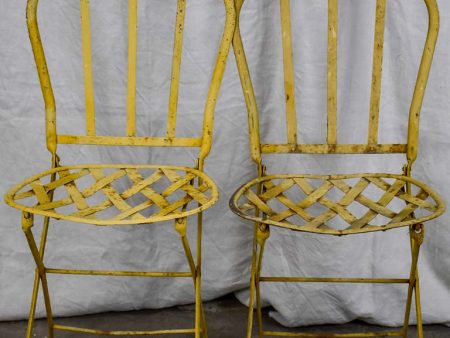 Pair of antique French folding garden chairs - wrought iron on Sale