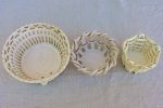 Collection of three antique French faience basket bowls on Sale