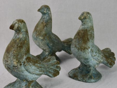 Three vintage French dove sculptures with blue patina Online now