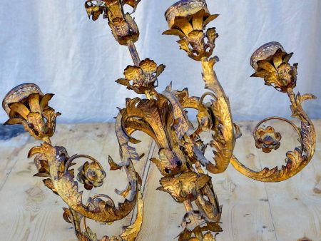 Mid-century Spanish chandelier - gold tole Sale