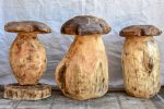 Collection of SEVEN artisan made garden stools - carved mushrooms   toadstools Fashion