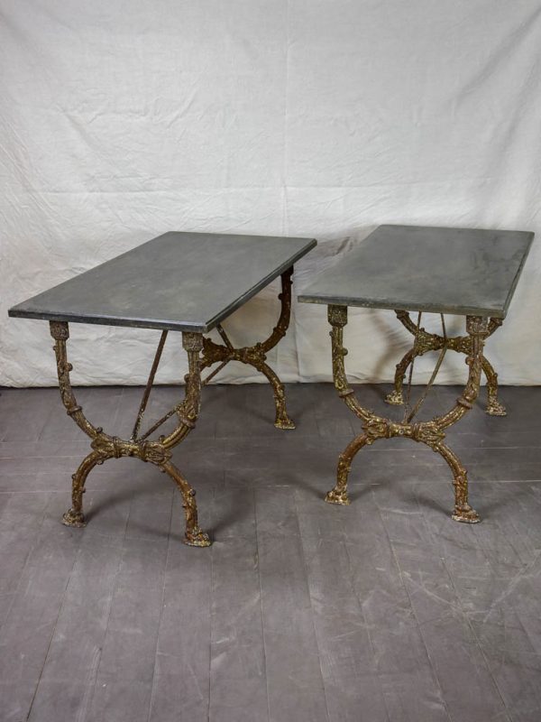 Pair of 19th Century Directoire rectangular tables with black marble 47¼  x 25¼  Online Hot Sale