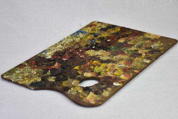 Large vintage French artist s paint palette with brown tones 11  x 16¼  on Sale