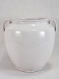 Antique French egg pot with white glaze & two handles - Martres Tolosane 9¾  Fashion