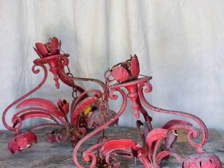 Pair of Rustic Red Chandeliers Cheap