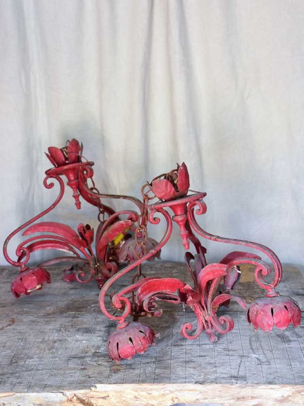 Pair of Rustic Red Chandeliers Cheap