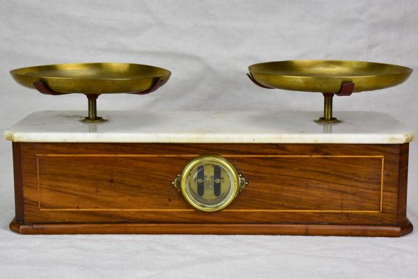 Napoleon III epicerie scales - marble and marquetry Online Hot Sale