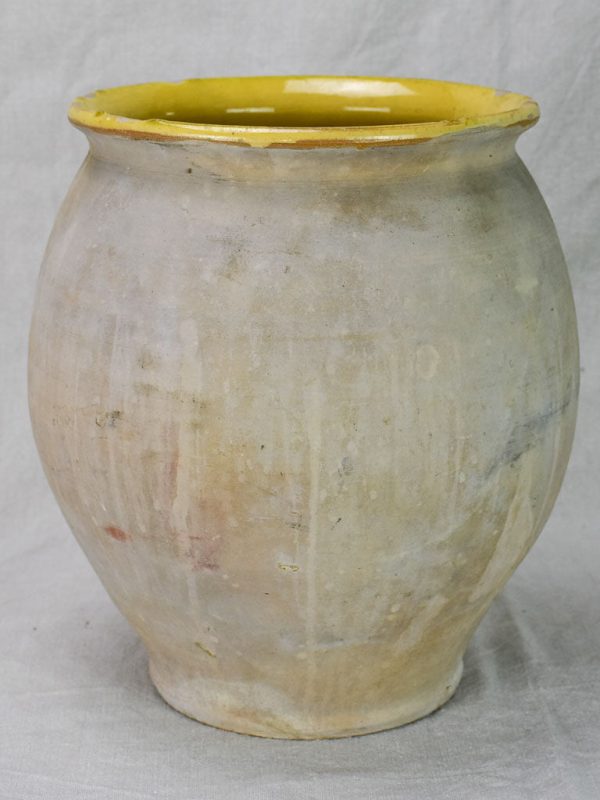 Antique French confit pot with yellow glaze from Castelnaudary 13½  For Discount