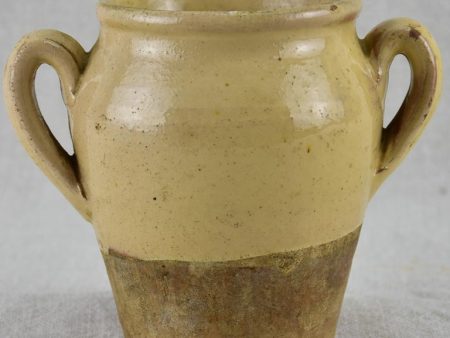 Rare small antique French confit pot with beige glaze 4¼  Cheap