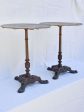 Pair of antique French garden tables with cast iron base Online