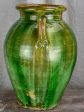 Antique French terracotta olive jar with green glaze Online