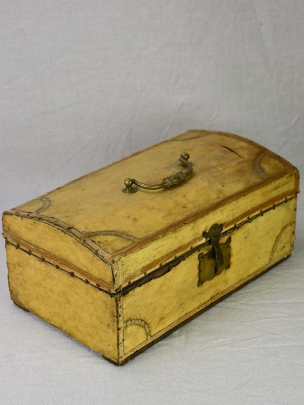 19th century French document trunk covered in parchment 15¾  Online Sale