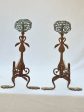 Pair of eighteenth-century French firedogs with oak leaves and floral motifs Supply