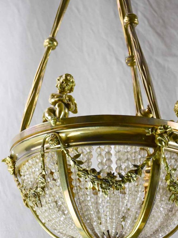 Pretty 19th Century chandelier with cherubs and crystal decorations 31½  x 15¾  Supply