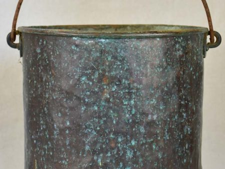 19th Century French copper winemaker s bucket with black   blue patina 9½  Supply