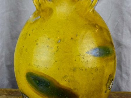 Antique French Provincial Conscience jug with yellow and green glaze - water   oil Discount