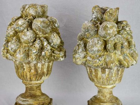 Pair of vintage French garden fruit basket finials 19¼  Discount