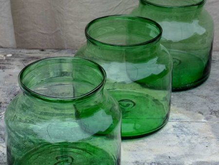 Antique French glass jar - green 8 ¼  Fashion