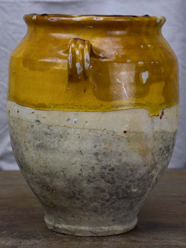 Antique French confit pot with ochre glaze 10¾  Online Sale