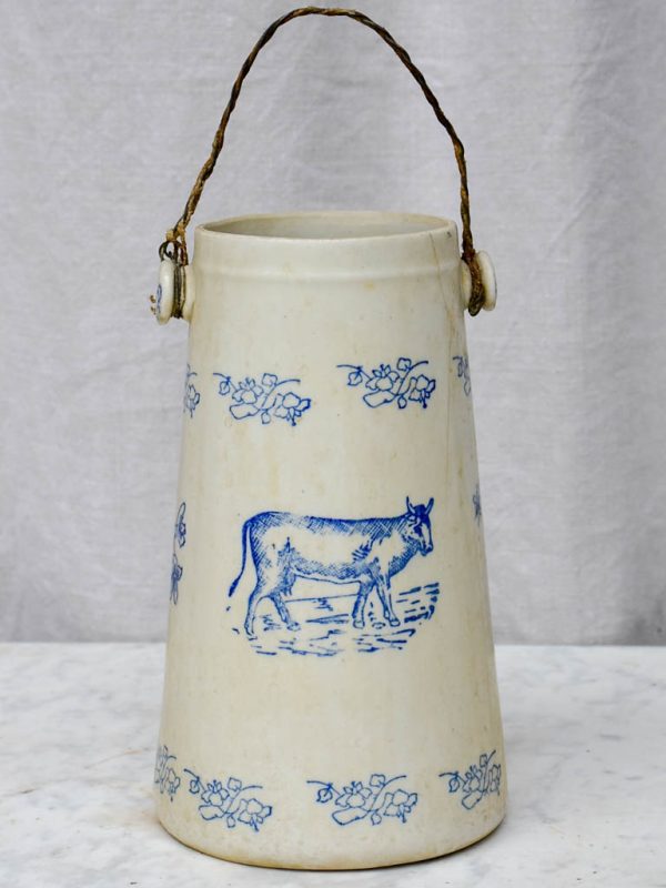 Antique French milk pitcher with cow and flowers Fashion