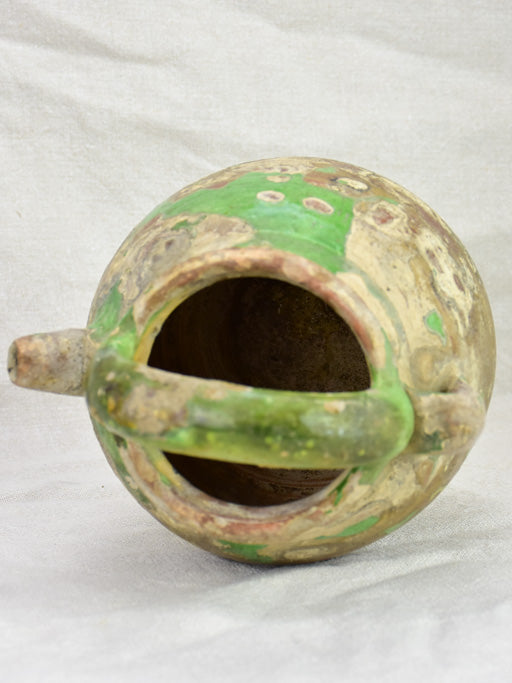 Antique French water pitcher with green glaze 11¾  Online