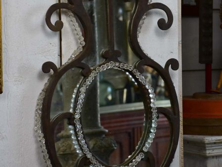 Pair of early 19th-century wrought iron Italian mirrors with beading Hot on Sale