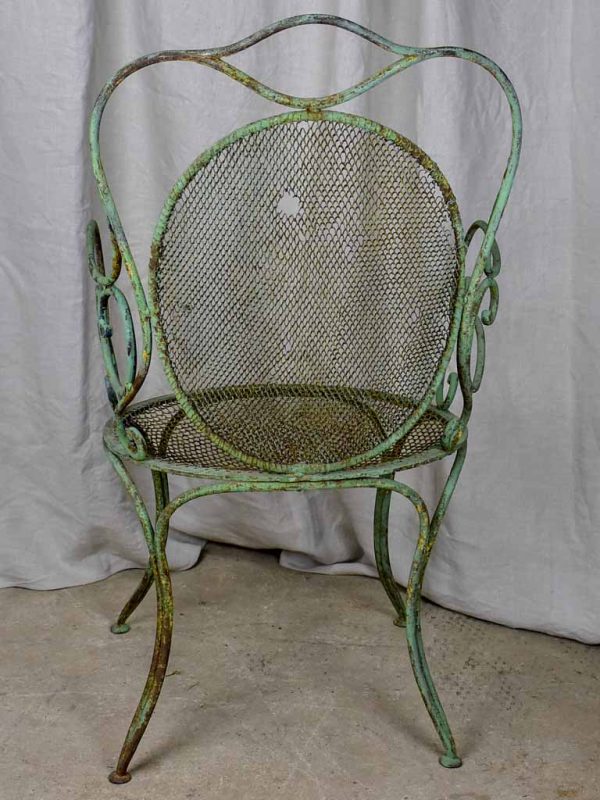 Antique French garden armchair with green patina on Sale