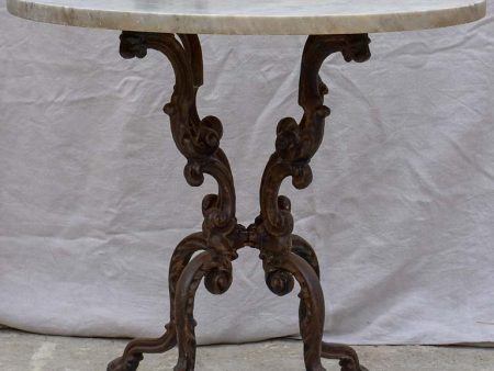 19th Century Italian marble top garden table with cast iron base Online now