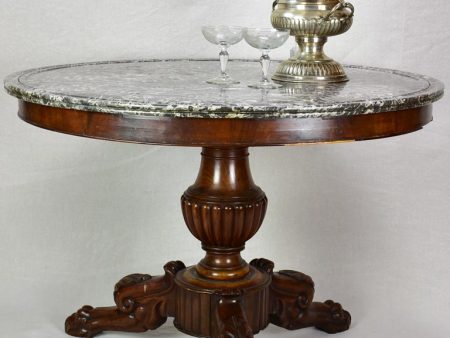 Early twentieth-century Napoleon III round center table with black marble top and claw feet 38¼  Discount