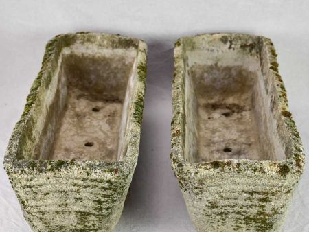 Pair of vintage reconstituted stone planters - rectangular 23¼  For Discount