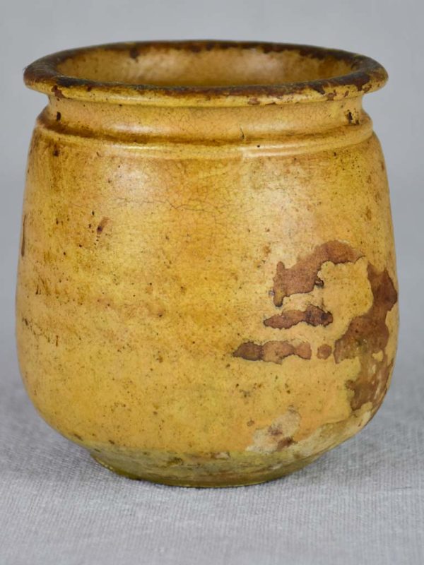 Small antique French honey pot with yellow glaze 4  Online now