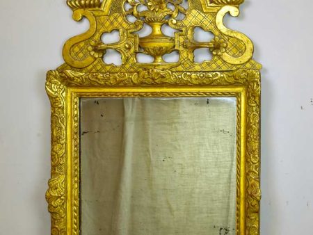 18th Century Louis XV gilded mirror with pediment 56¾  x 31  Discount