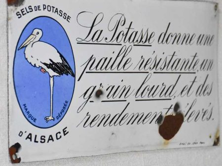 Antique French enamel sign - salt 11¾  x 6  Fashion