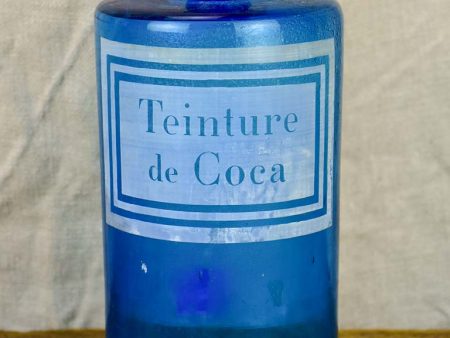 Napoleon III blue apothecary glass jar - Teinture de coca Sale