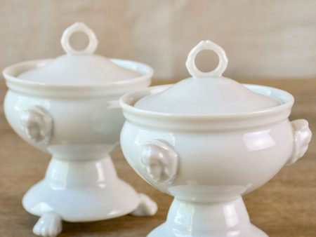 Pair of antique French compote bowls with lids - Empire For Cheap