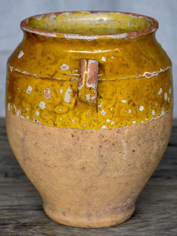 Antique French confit pot with orange glaze 8¼  Online