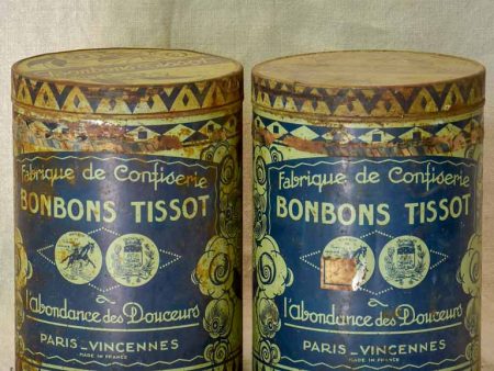 Pair of 1930 s lolly tins branded Bonbons Tissot - blue and sage Cheap