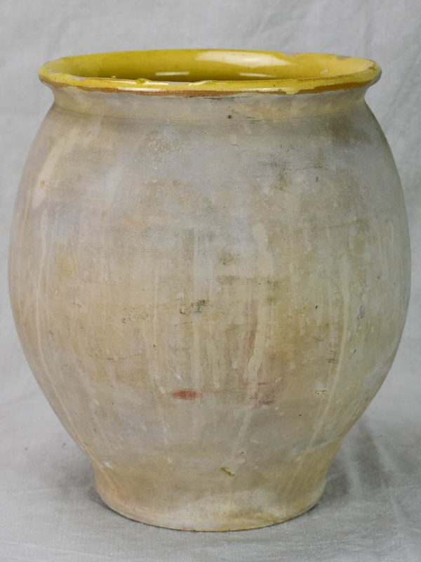 Antique French confit pot with yellow glaze from Castelnaudary 13½  For Discount